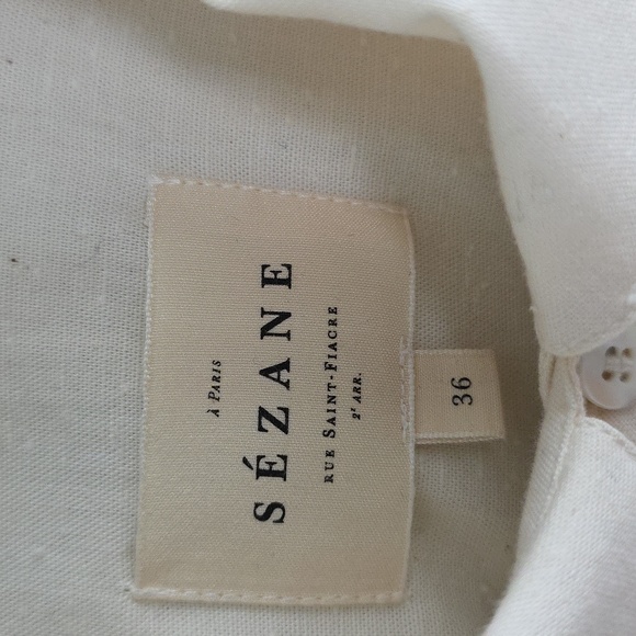 Sezane Tomboy Shirt Pink Flowers On Ecru Background - Size 4 - Picture 2 of 4